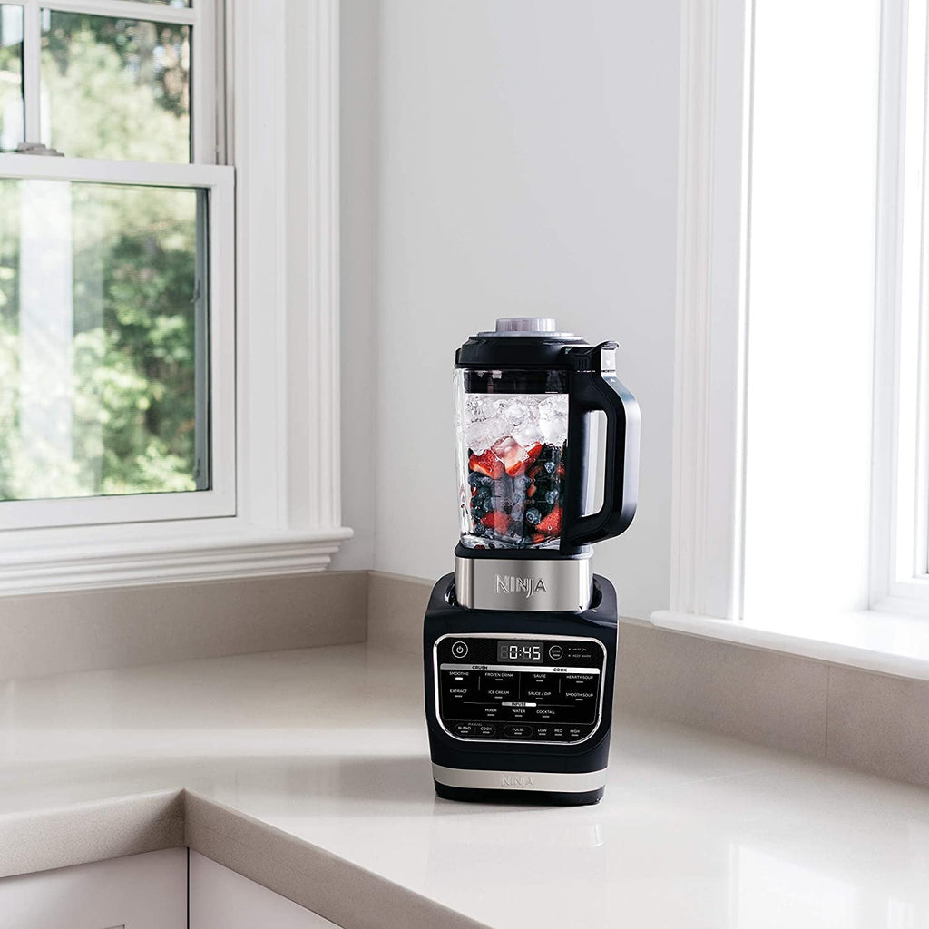 Ninja Foodi Cold & Hot Blender With 1400 Peak Watts Nonstick Glass Pitcher (HB152), 64 oz, Black